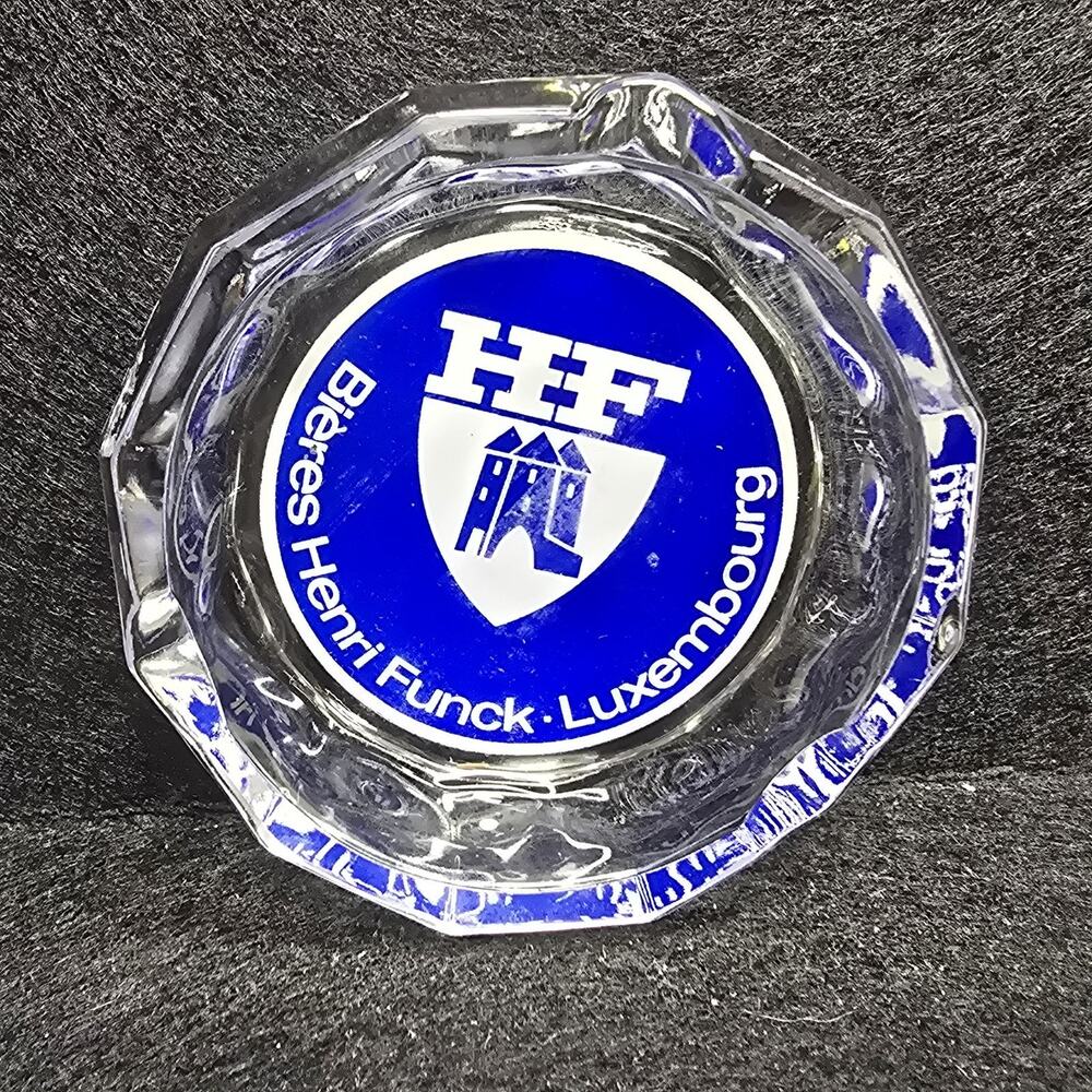 Vintage, HENRI FUNCK BEER, LUXEMBOURG, Glass Ash Tray